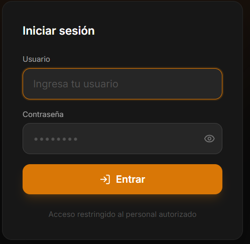 Pantalla de Login de POSDAN